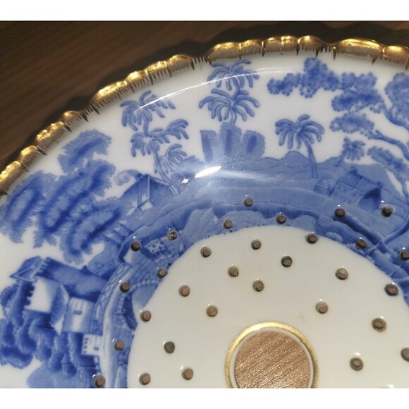 Spode Copelands China Blue Tower w Gold Scalloped edge Round Mezzanine Strainer - Picture 6 of 15